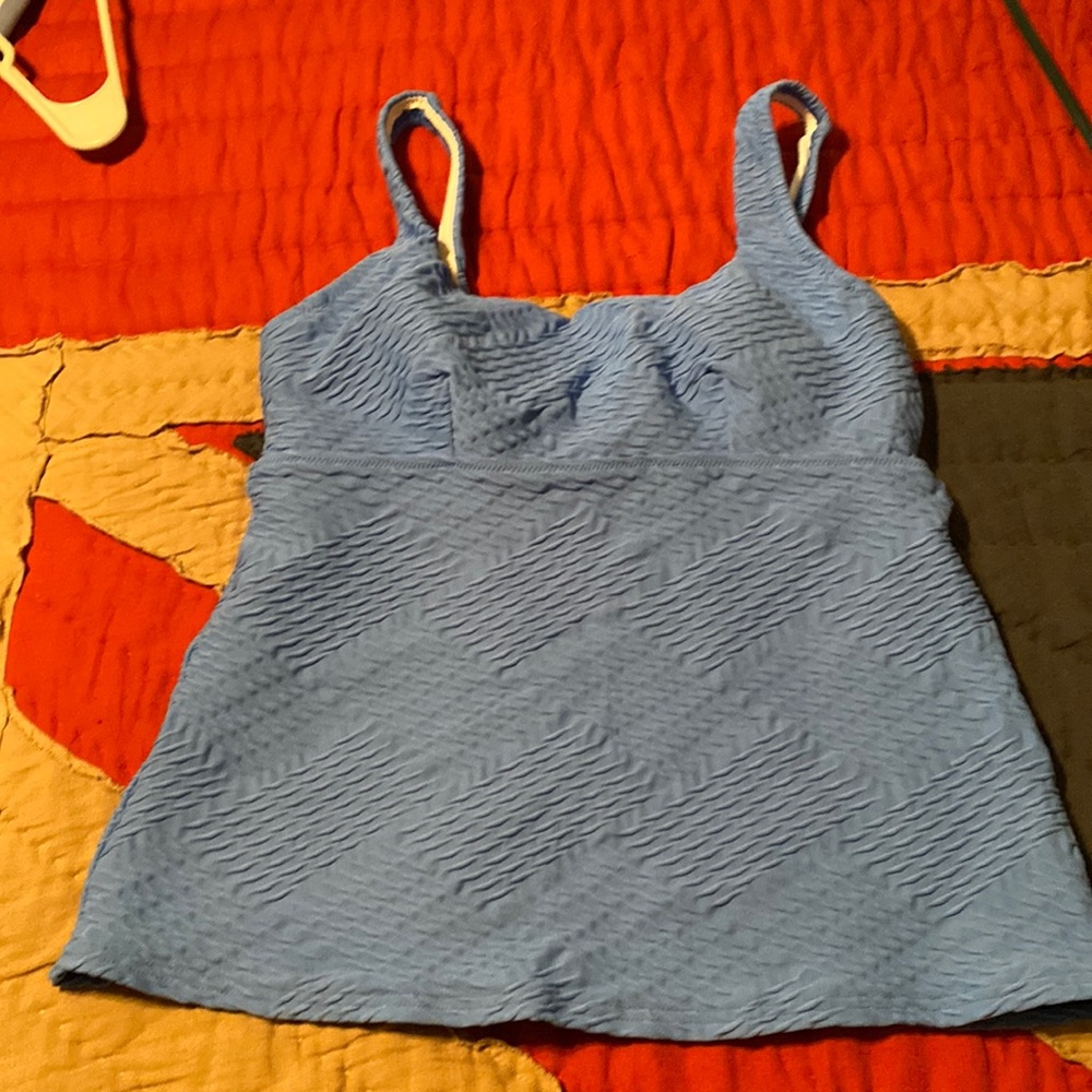 Lands’ End blue textured tankini